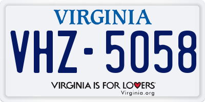 VA license plate VHZ5058