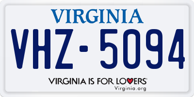 VA license plate VHZ5094