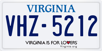 VA license plate VHZ5212