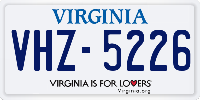 VA license plate VHZ5226