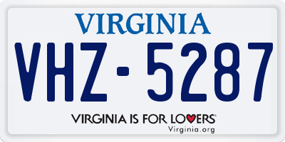 VA license plate VHZ5287
