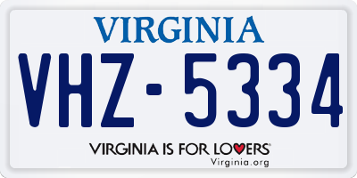VA license plate VHZ5334