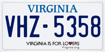 VA license plate VHZ5358