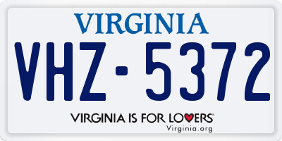 VA license plate VHZ5372