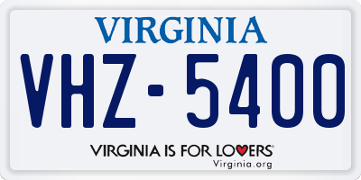 VA license plate VHZ5400