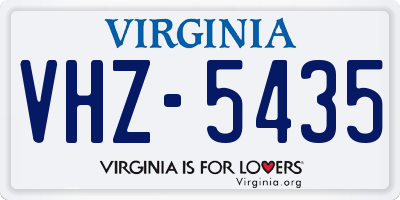 VA license plate VHZ5435