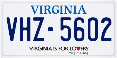 VA license plate VHZ5602