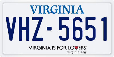 VA license plate VHZ5651