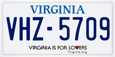 VA license plate VHZ5709