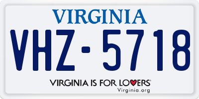 VA license plate VHZ5718