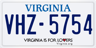 VA license plate VHZ5754