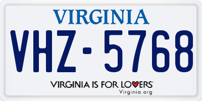 VA license plate VHZ5768