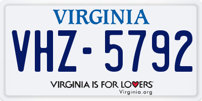 VA license plate VHZ5792