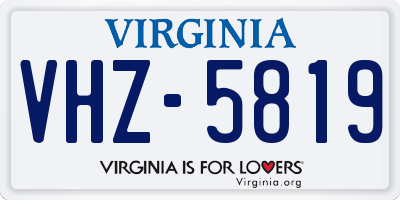 VA license plate VHZ5819
