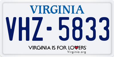 VA license plate VHZ5833