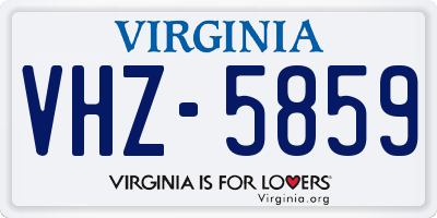 VA license plate VHZ5859