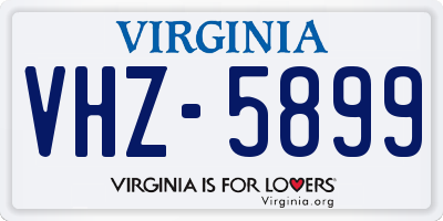 VA license plate VHZ5899