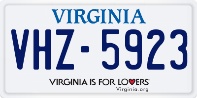 VA license plate VHZ5923