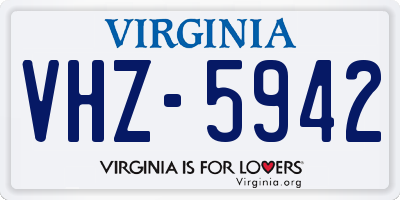 VA license plate VHZ5942
