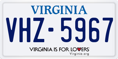 VA license plate VHZ5967
