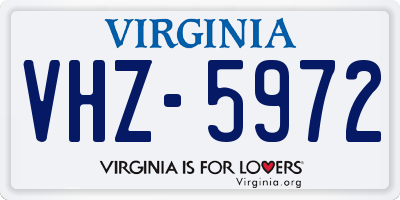VA license plate VHZ5972
