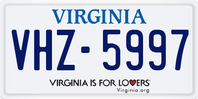 VA license plate VHZ5997