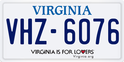 VA license plate VHZ6076