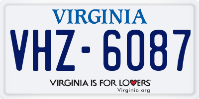 VA license plate VHZ6087