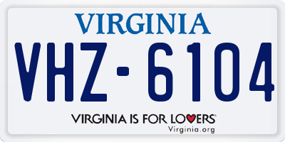 VA license plate VHZ6104