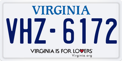 VA license plate VHZ6172