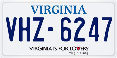 VA license plate VHZ6247