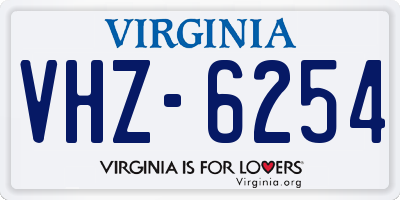 VA license plate VHZ6254