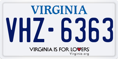 VA license plate VHZ6363