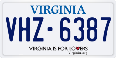 VA license plate VHZ6387