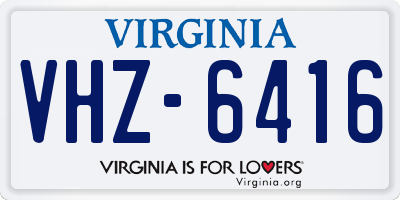 VA license plate VHZ6416