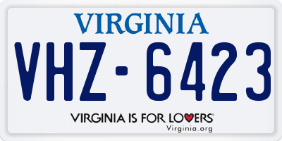 VA license plate VHZ6423