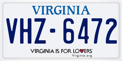 VA license plate VHZ6472