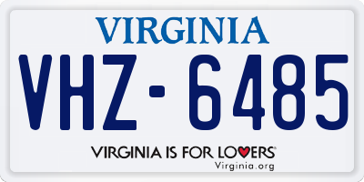VA license plate VHZ6485