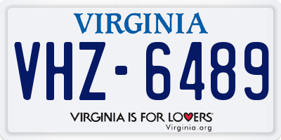 VA license plate VHZ6489