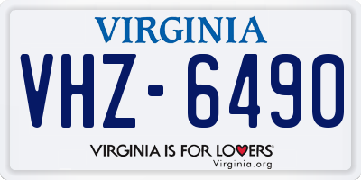 VA license plate VHZ6490