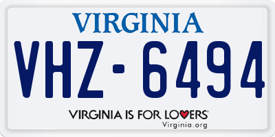 VA license plate VHZ6494