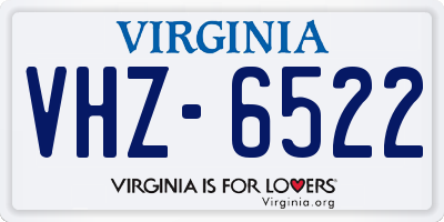 VA license plate VHZ6522