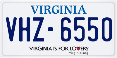 VA license plate VHZ6550