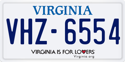 VA license plate VHZ6554