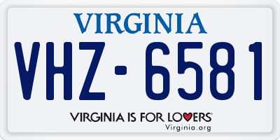 VA license plate VHZ6581