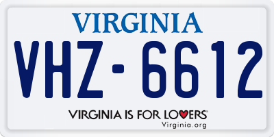 VA license plate VHZ6612