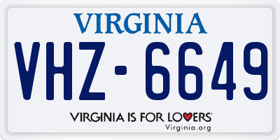 VA license plate VHZ6649