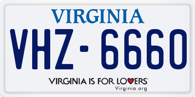 VA license plate VHZ6660