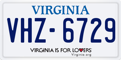 VA license plate VHZ6729