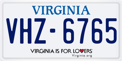 VA license plate VHZ6765